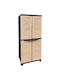 Zweitüriger Kleiderschrank Kunststoff mit 4 Regale Beige 70x44x173cm