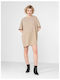 Sommer Mini T-Shirt Kleid Beige