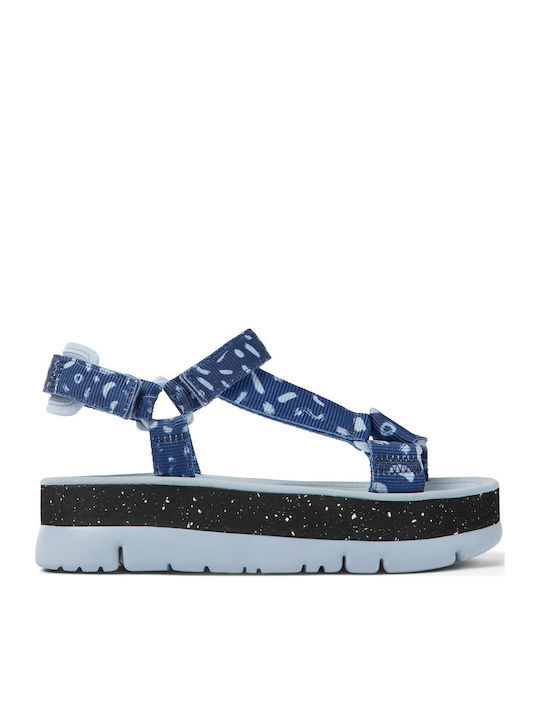 Oruga Up Women's Flat Sandals Sporty Flatforms in Blue Color