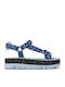 Oruga Up Women's Flat Sandals Sporty Flatforms in Blue Color