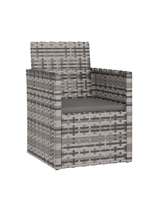 Outdoor Armchair Rattan Gray with Cushion 1pcs 53x57x75cm.