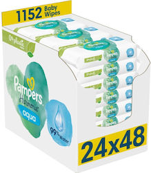 Pampers Harmonie Aqua Baby Wipes with 99% Water, Alcohol & Fragrance Free 24x48pcs