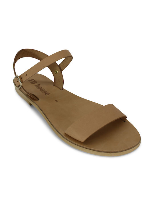 Women's leather sandal in natural color