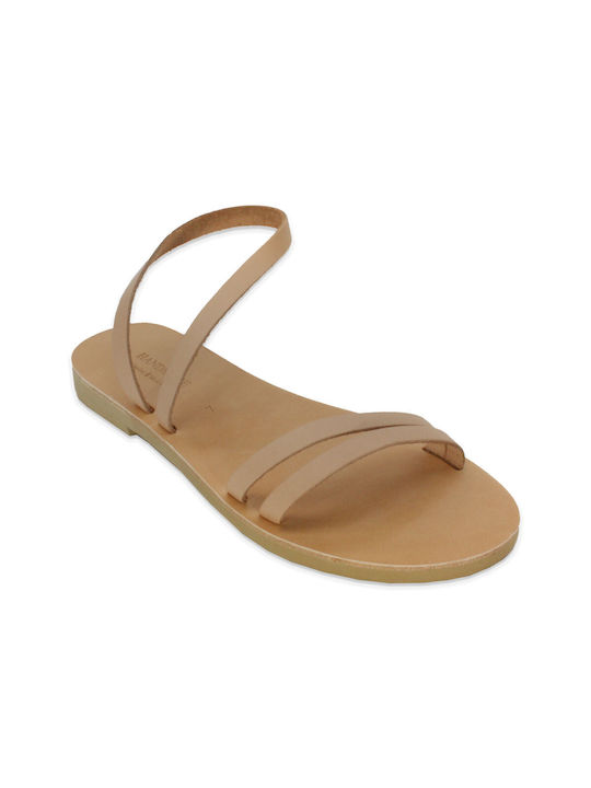 Women's leather sandal in natural color