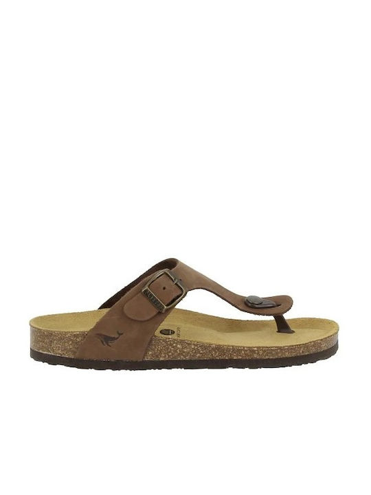 Plakton Leather Women's Flat Sandals Anatomic Moka