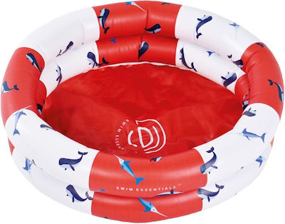 Swim Essentials Red-White Whale Children's Round Pool PVC Inflatable