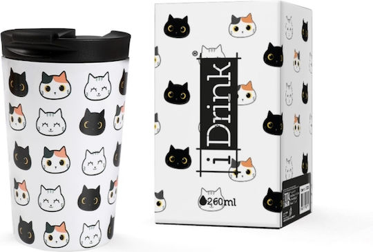 Total Gift Cat Pahar Termos Oțel inoxidabil Fără BPA 260ml Multicolor