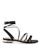 Amelia685 Flache Sandalen für Damen in Schwarz Farbe