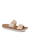 Leather Women's Flat Sandals with Strap ROSEGOLD LIZARD