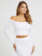 Guess Women's Summer Blouse Off-Shoulder Long Sleeve White