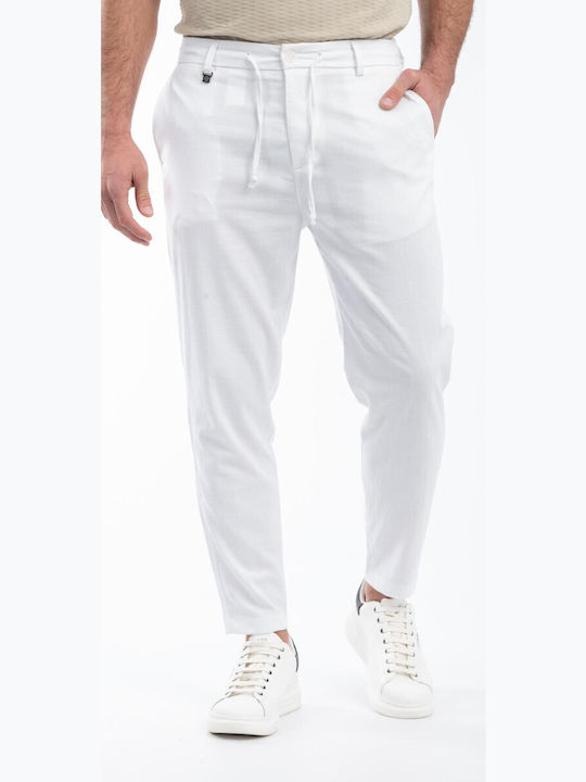 Vittorio Artist Men's Trousers Chino Elastic in Loose Fit White