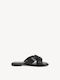 Marco Tozzi Leather Women's Flat Sandals in Black Color