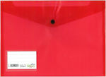 PP envelope with button & label - Transparent Red (23.8x33cm) - Groovy Office