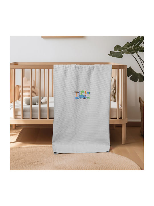 Adam Home Blanket Cot Dino Waffle Gray 110x140cm