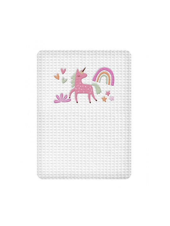 Adam Home Κουβέρτα Κούνιας Unicorn Πικέ Λευκή 1...