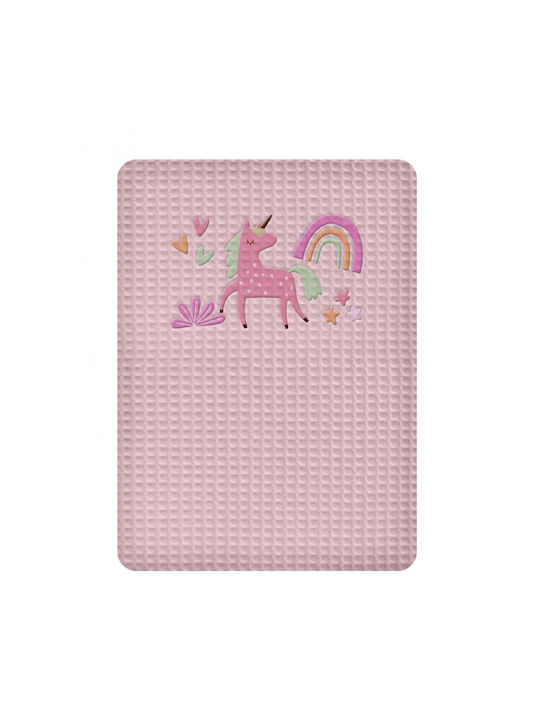 Adam Home Κουβέρτα Κούνιας Unicorn Πικέ Ροζ 110x140εκ.