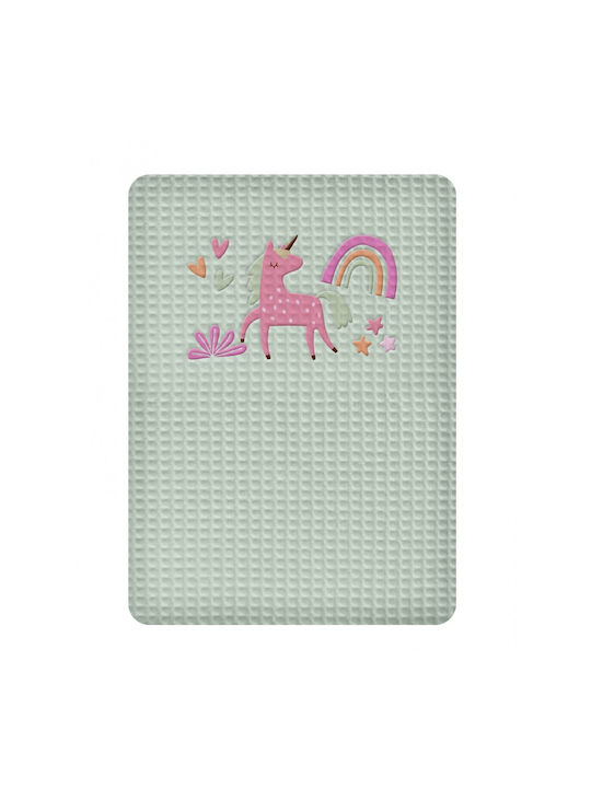 Adam Home Κουβέρτα Κούνιας Unicorn Πικέ Πράσινη...