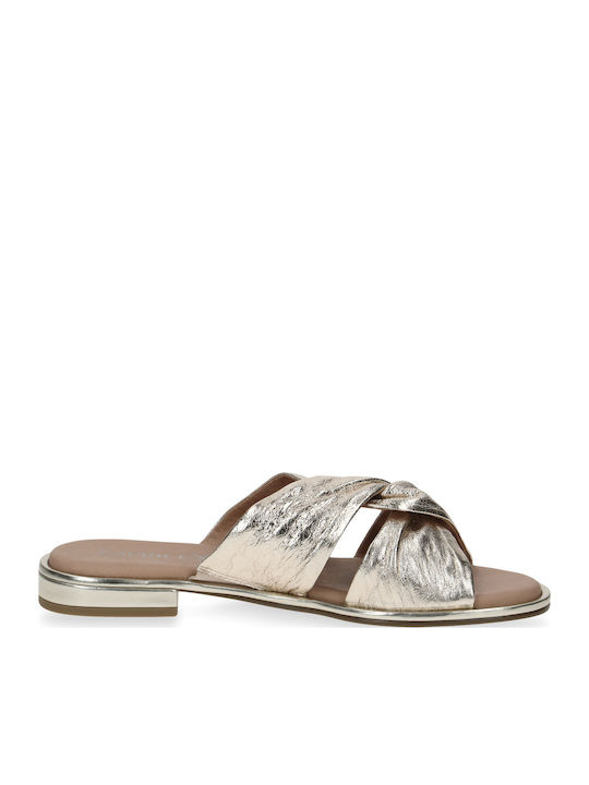 Leather Women's Flat Sandals Anatomic in Gold Color