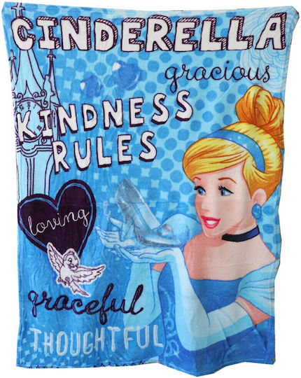 Disney Κουβέρτα Κούνιας Princess Fleece Μπλε 90x120εκ.
