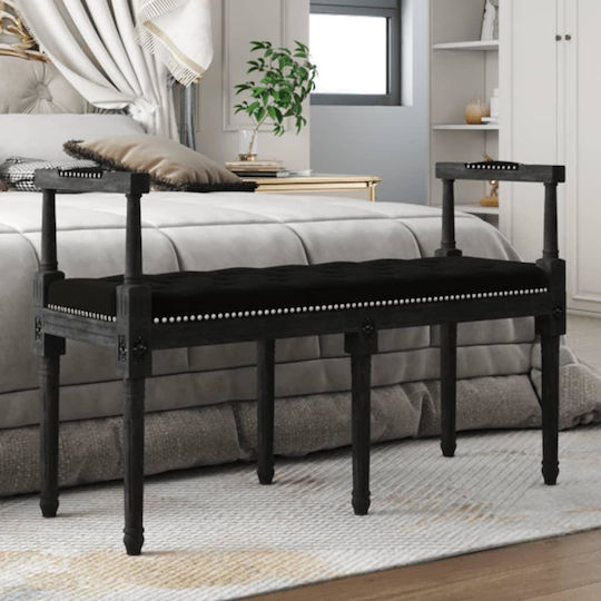 Stool Bar Upholstered with Velvet Black 110x40x70cm
