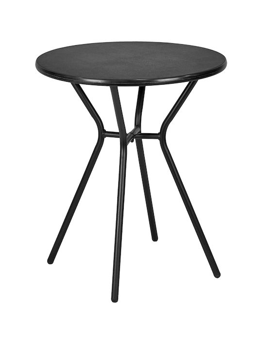 Plastic Cafe Table for Small Outdoor Spaces with Black Metal Frame 60x60x71cm