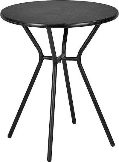 Plastic Cafe Table for Small Outdoor Spaces with Black Metal Frame 60x60x71cm
