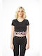 Κοντομάνικο Crop Top Μαύρο