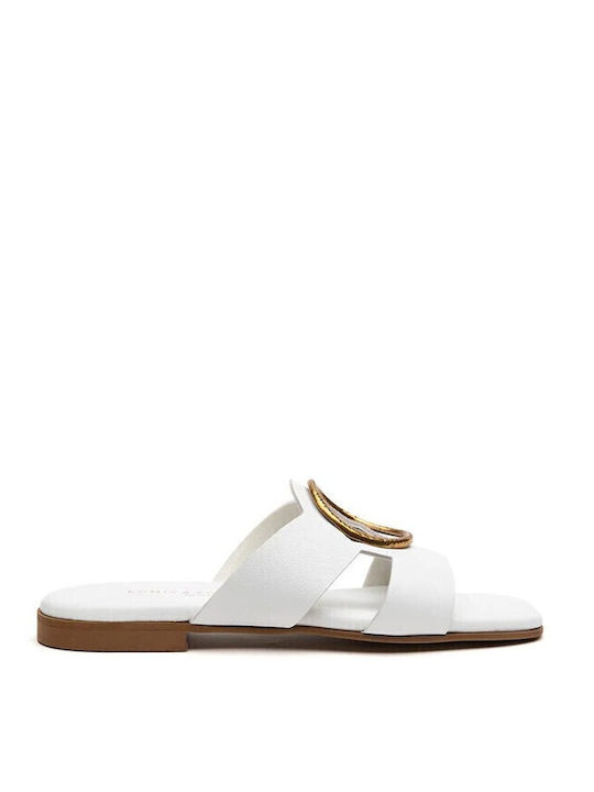 Liu Jo Leather Women's Flat Sandals in White Color