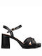 Envie Shoes Platform Synthetic Leather Women's Sandals with Ankle Strap Black