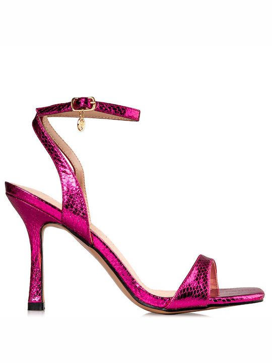 Envie Shoes Γυναικεία Πέδιλα με Λεπτό Ψηλό Τακούνι σε Φούξια Χρώμα