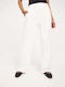 Vero Moda Γυναικείο Ψηλόμεσο Υφασμάτινο Παντελόνι με Λάστιχο σε Wide Γραμμή Λευκό