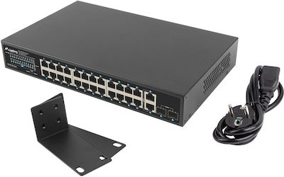 Lanberg RSGE-24P-2GE-2S-360 Unmanaged L2 PoE+ Switch with 24 Gigabit (1Gbps) Ethernet Ports and 2 SFP Ports