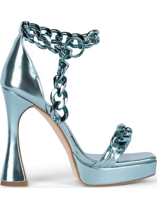 Jeffrey Campbell Silverlake Met Leather Sandals Light Blue