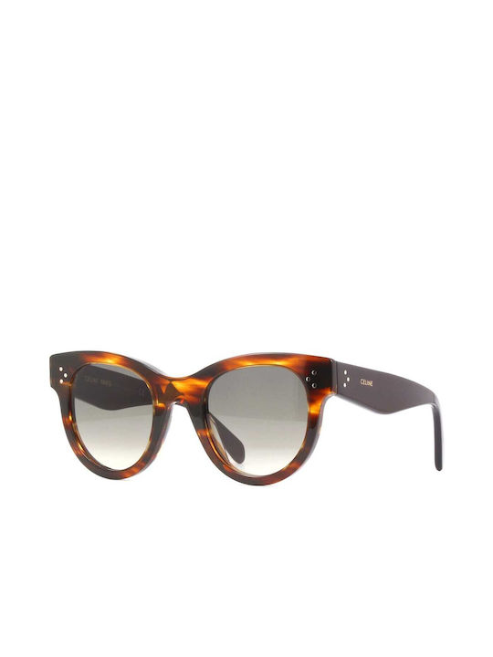 Celine Women's Sunglasses with Brown Tartaruga Acetate Frame and Gray Gradient Lenses CL4003IN 56F