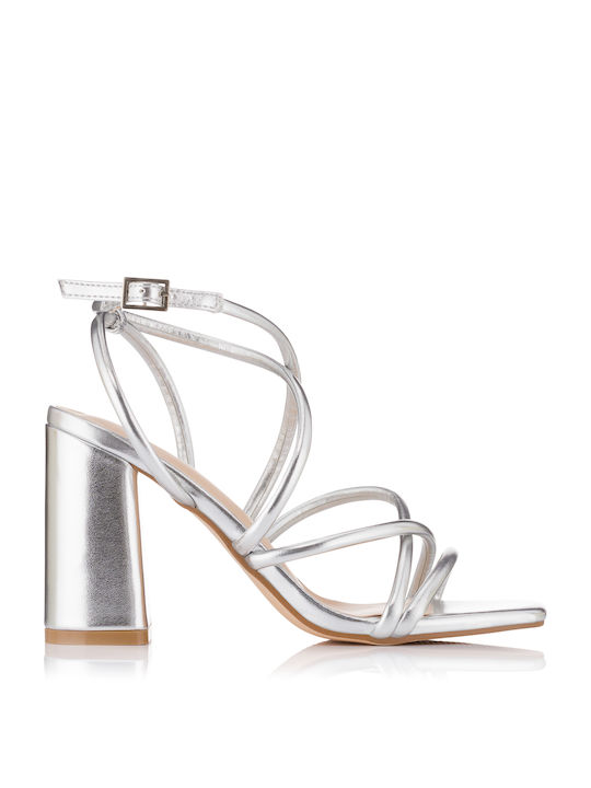 Mia Women's Sandals Silver with Chunky High Heel