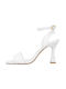 Gianna Kazakou Leather Women's Sandals White with Chunky High Heel