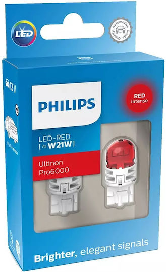 Philips Lamps Car Ultinon Pro6000 W21W LED Red 12V 2pcs