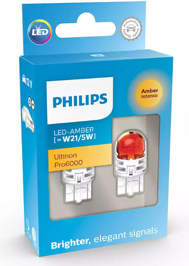 Philips Лампи Автомобила Ultinon Pro6000 W21/5W LED Червено 12V 2бр