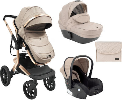 Kikka Boo Irene Adjustable 3 in 1 Baby Stroller Suitable for Newborn Beige 10.7kg