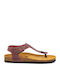 Bali Leather Women's Flat Sandals Anatomic with Strap in Purple Color