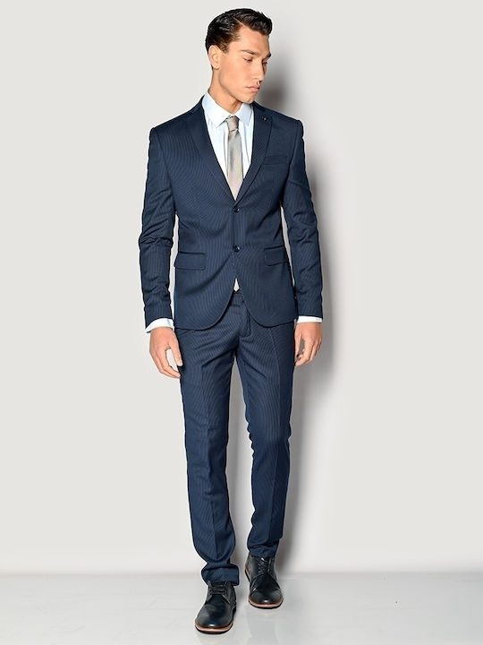 Sogo Ανδρικό Κοστούμι με Στενή Εφαρμογή Μπλε
