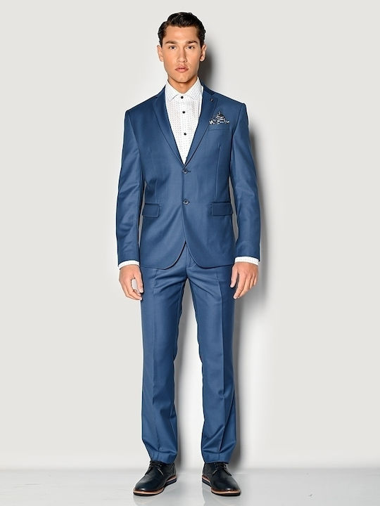 Sogo Ανδρικό Κοστούμι με Κανονική Εφαρμογή Μπλε