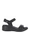 Women's Flat Sandals with Strap in Black Color