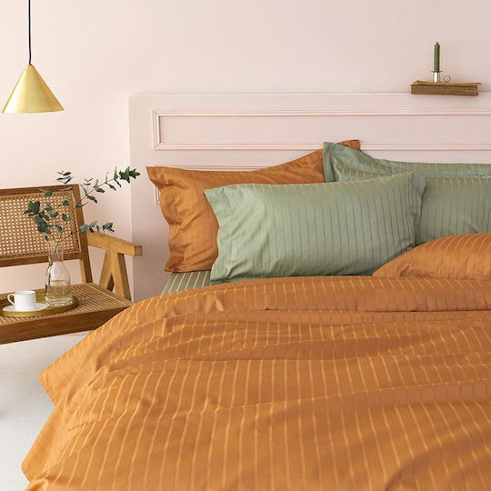 Palamaiki Bettwäsche-Set Überdoppel 240x270cm. Sateen Riga Orange 4Stück