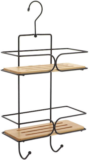 Eurocasa Επιτοίχια Ραφιέρα Μπάνιου Bamboo με 2 Ράφια 25x11x50cm
