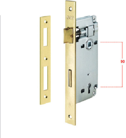 AGB Recessed Lock Mesoportas with Cylinder and Center 40mm Gold