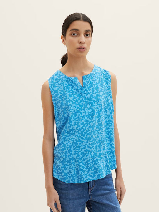 Tom Tailor Damen Sommerliche Bluse Ärmellos Blau