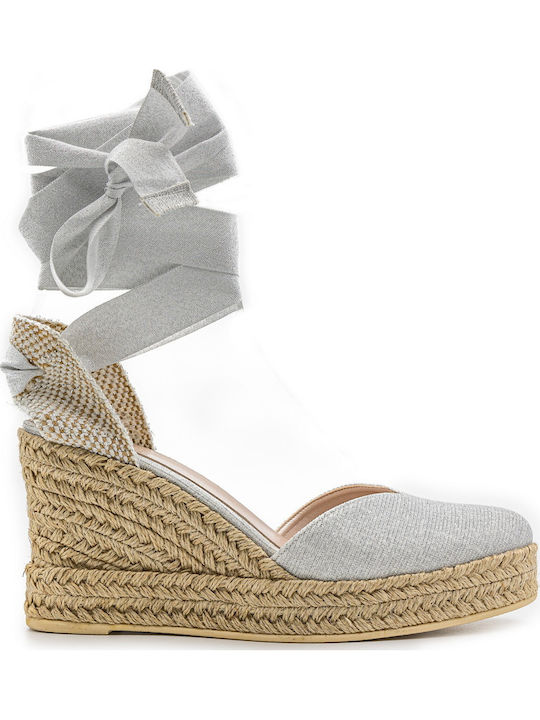 Women's Leather Platform Espadrilles Platina