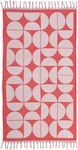 Nef-Nef Groovy Coral Cotton Beach Towel with Fringes 170x90cm 033281