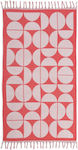 Nef-Nef Groovy Beach Towel Cotton Coral with Fringes 170x90cm. 033281